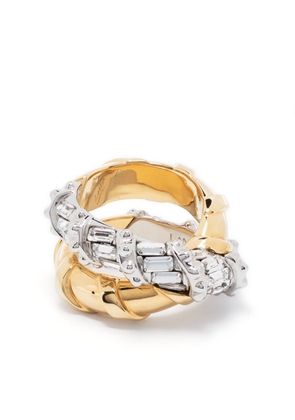 Lanvin crystal-embellished two-tone ring - Gold