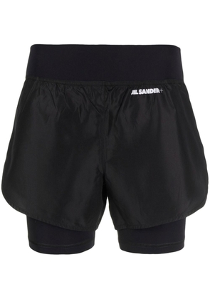 Jil Sander + logo-print layered shorts - Black