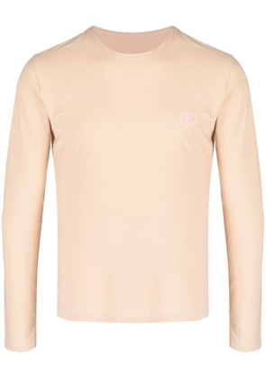 MM6 Maison Margiela logo-print long-sleeved T-shirt - Neutrals
