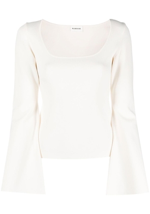 P.A.R.O.S.H. Roma flared-sleeve knitted top - White