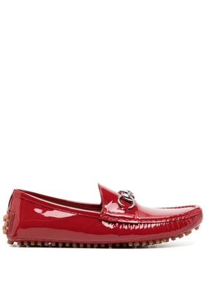 Gucci oversize-sole glossy leather loafers - Red