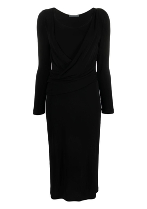 Alberta Ferretti round-neck long-sleeve dress - Black