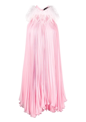 STYLAND feather-trim pleated dress - Pink