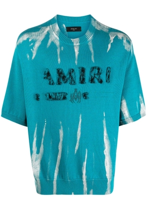 AMIRI logo-embroidered knitted T-shirt - Blue