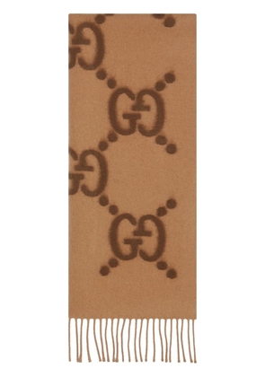 Gucci GG logo wool scarf - Brown