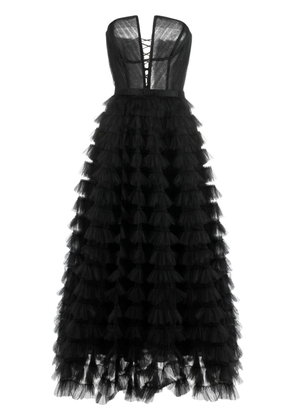 Ana Radu strapless ruffled maxi dress - Black