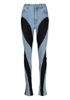 Mugler Spiral panelled skinny jeans - Blue
