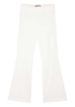 D.Exterior flared crepe trousers - White