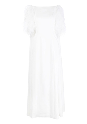 Huishan Zhang Hortense feather-trim gown - White