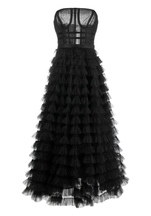 Ana Radu corset-style ruffled maxi dress - Black