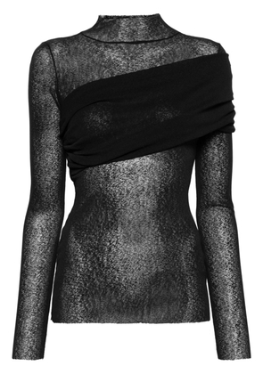 Atu Body Couture x Rue Ra pleat-detail semi-sheer top - Black