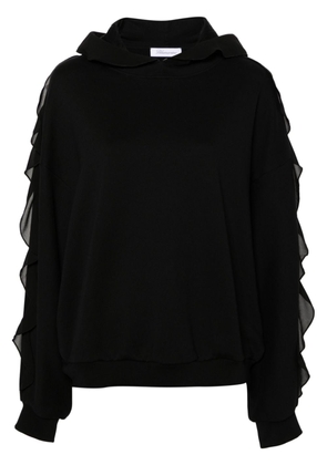 Blumarine ruffled cotton hoodie - Black