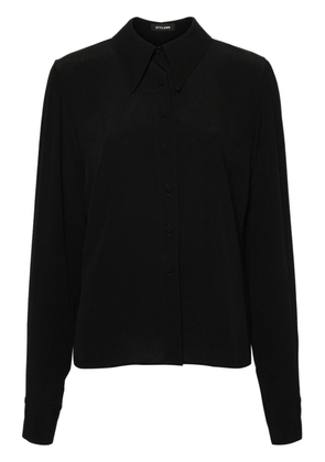 STYLAND oversized-collar crepe shirt - Black