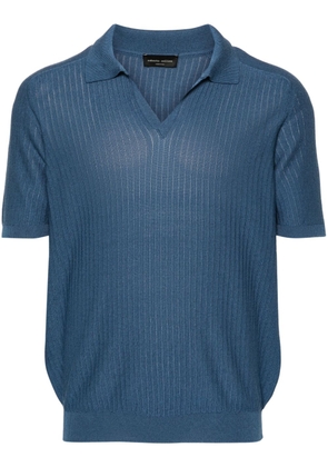 Roberto Collina split-neck ribbed polo shirt - Blue