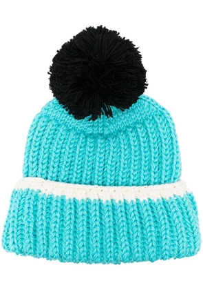 Patou pompom-trim knitted hat - Blue