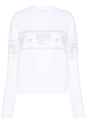 Chiara Ferragni Logomania stud-embellished sweatshirt - White