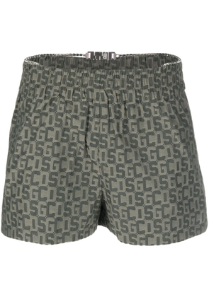Gcds Bling monogram-print chain-belt shorts - Green
