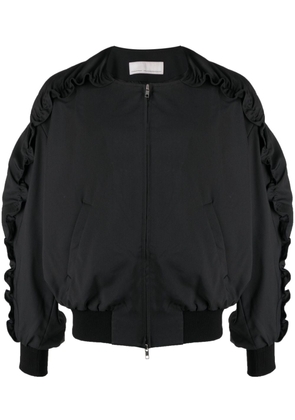Random Identities ruched zip-up bomber jacket - Black