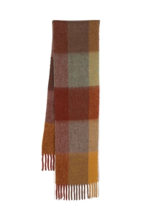 Woolrich check-pattern fringe-detailing scarf - Brown