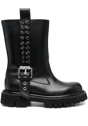 Moschino spike-embellished leather boots - Black