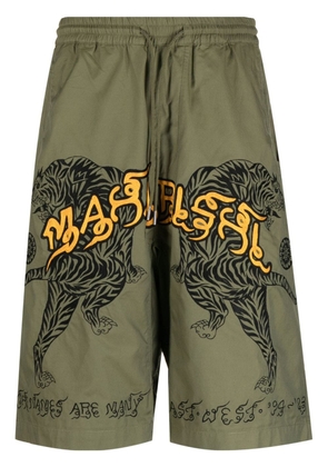 Maharishi logo-embroidery drawstring track shorts - Green