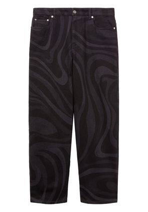 PUCCI Marmo-print denim straight-leg trouser - Black