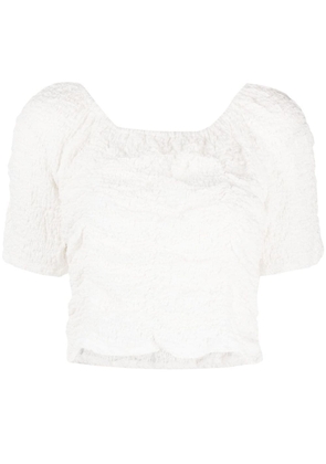 tout a coup gathered short-sleeve top - White
