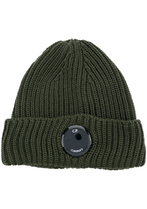 C.P. Company Lens-detail ribbed wool beanie - Green