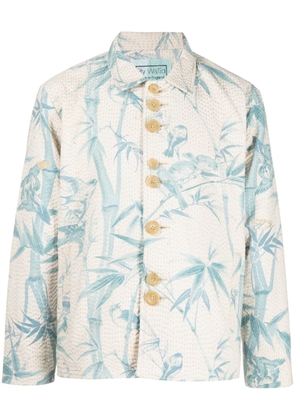 By Walid bird-print buttoned shirt jacket - Neutrals
