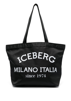 Iceberg logo-print shopping tote bag - Black
