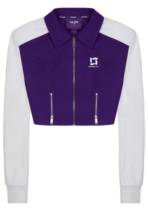TEAM WANG design panelled zip-up cropped jacket - Purple