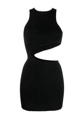 Bond-eye asymmetric crinkled beach dress - Black