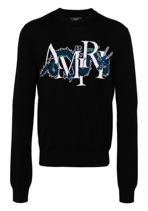 AMIRI logo-jacquard wool-blend jumper - Black
