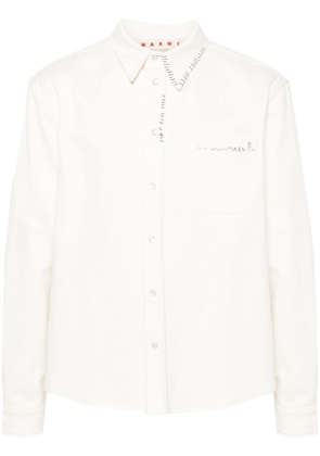 Marni logo-embroidered cotton shirt - Neutrals