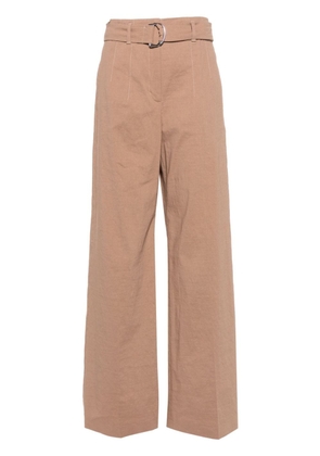 BOSS belted linen-blend trousers - Neutrals