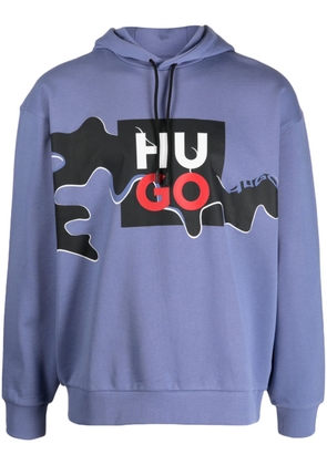 HUGO logo-print cotton hoodie - Blue