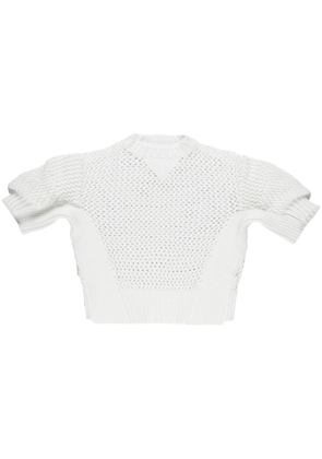 sacai crochet-knit short-sleeve jumper - White