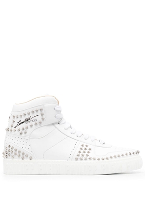 Philipp Plein Stars leather high-top sneakers - White