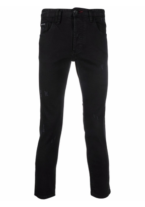 Philipp Plein embroidered-logo slim-fit jeans - Black