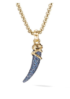 David Yurman 18kt yellow gold pavé blue and violet sapphires tusk amulet necklace