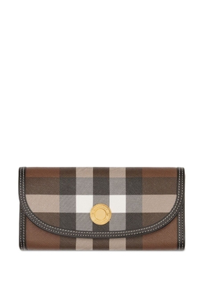 Burberry check leather continental wallet - Brown
