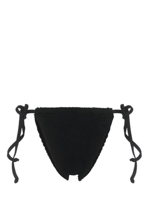 Bond-eye tie-fastening seersucker bikini bottom - Black
