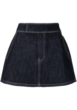 tout a coup seam-detail cotton A-line skirt - Blue