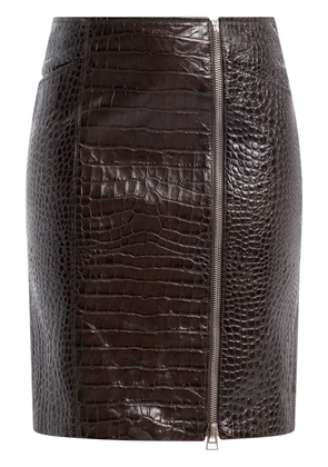 TOM FORD crocodile-effect leather miniskirt - Brown