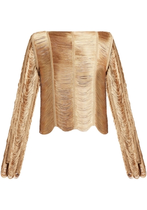TOM FORD fringed open-knit top - Gold