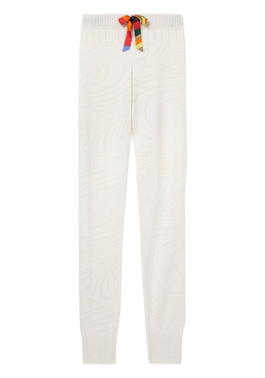 PUCCI pointelle-knit cashmere track pants - White