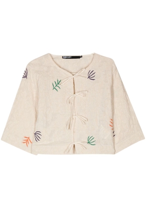 Bimba y Lola patterned-jacquard cotton blouse - Neutrals