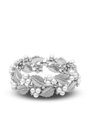 Susan Caplan Vintage 1960s leaf-detail cuff bracelet - Silver