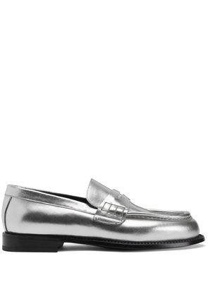 Giuseppe Zanotti Euro metallic-effect leather loafers - Silver