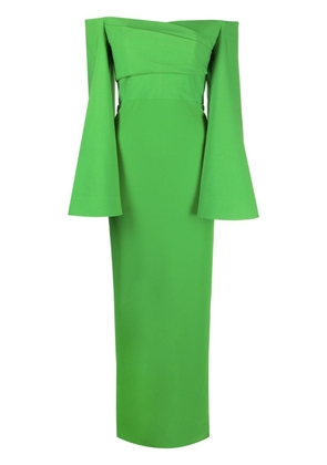 Solace London Eliana off-shoulder crepe gown - Green